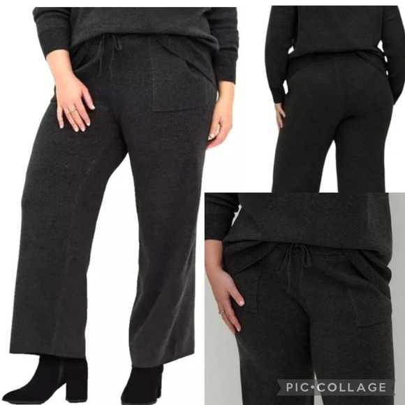 Torrid Pull-On Wide Leg Luxe Cozy Fleece Mid-Rise Charcoal Gray Pant Size 1 - Picture 1 of 14